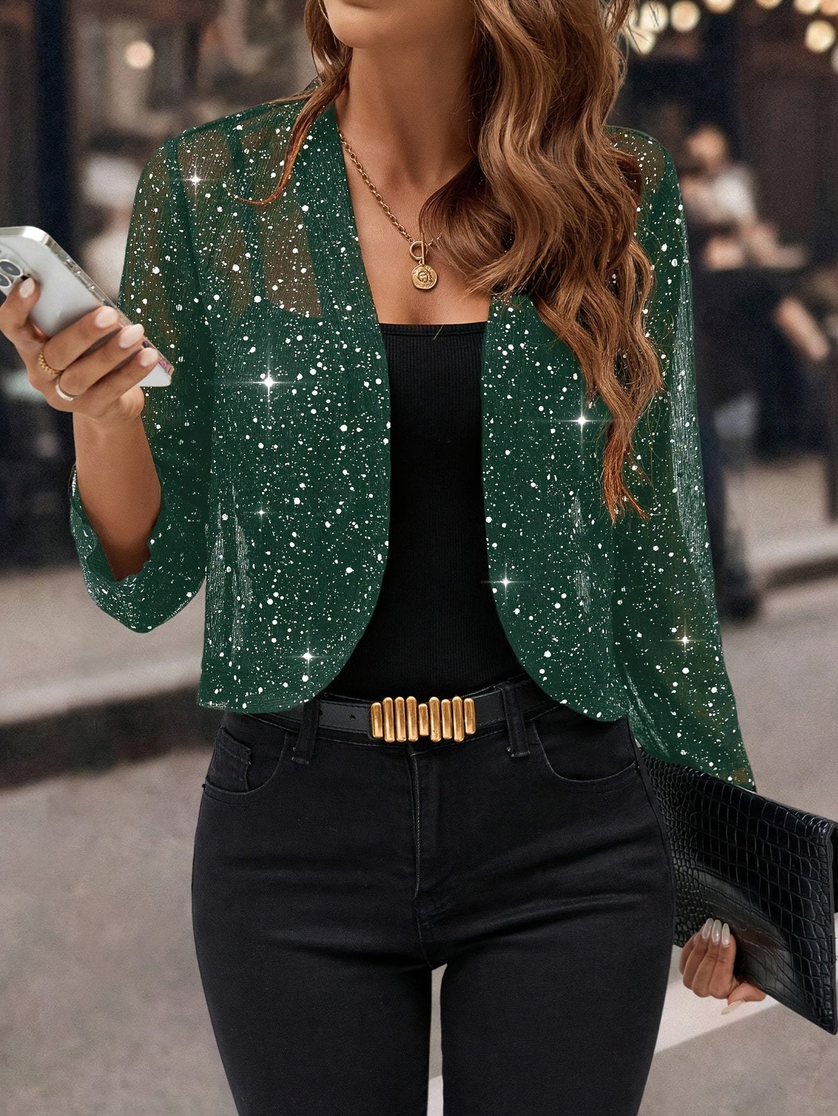 CROPPED SEQUIN JACKET FOR WOMEN