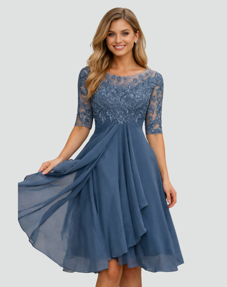 LACE TULLE MIDI DRESS FOR WOMEN