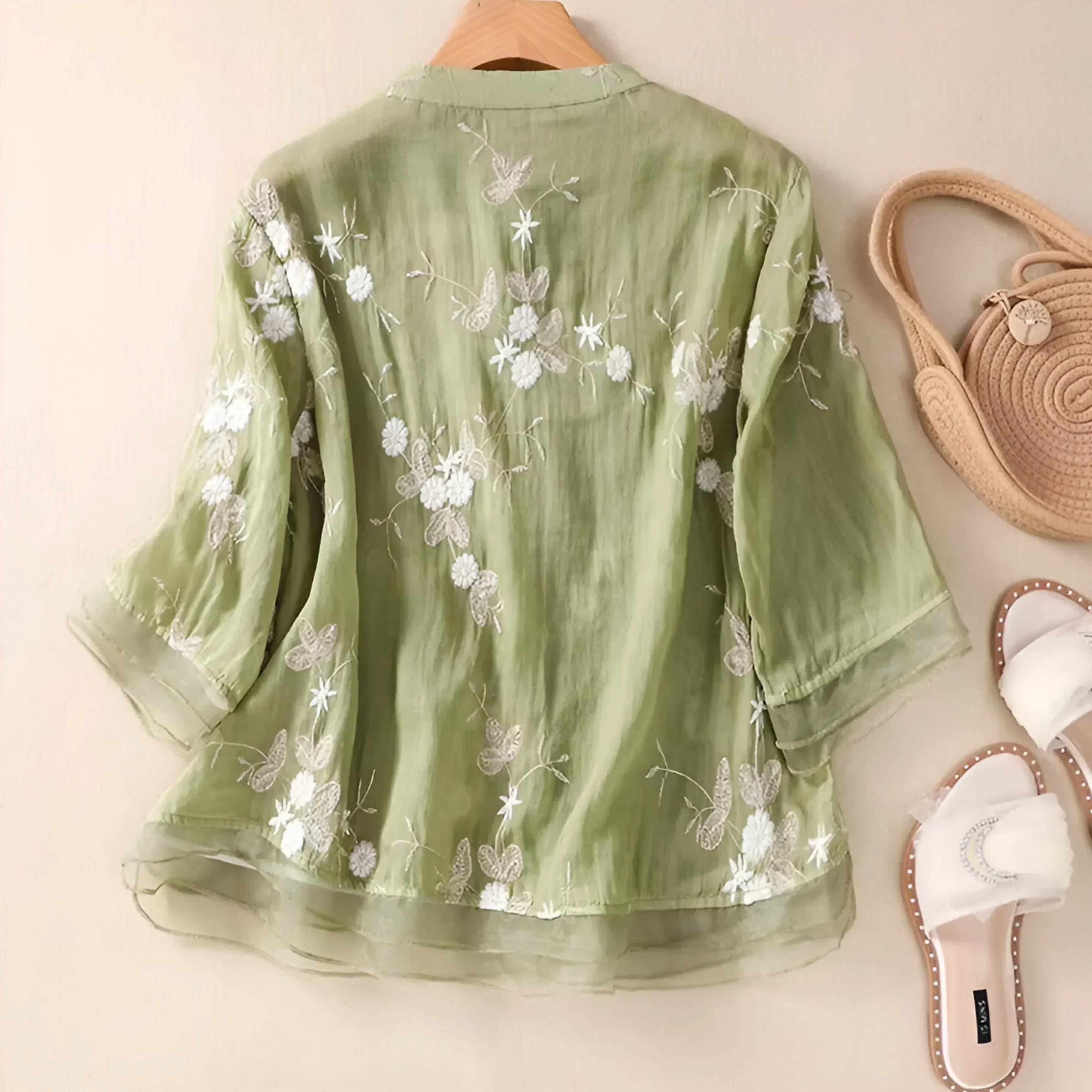 EMBROIDERED COTTON TOP FOR WOMEN