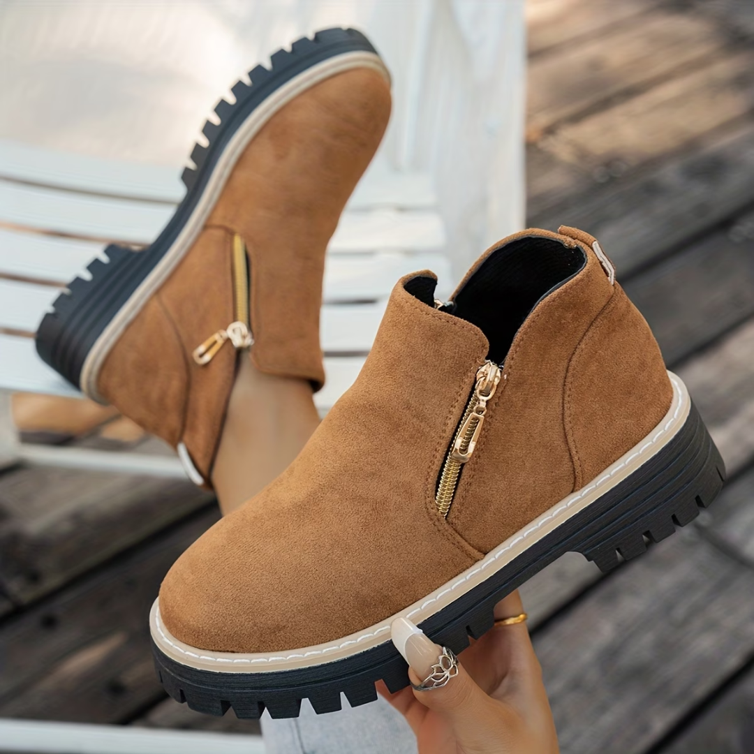 DOUBLE-ZIP ANKLE BOOTS FOR WOMEN