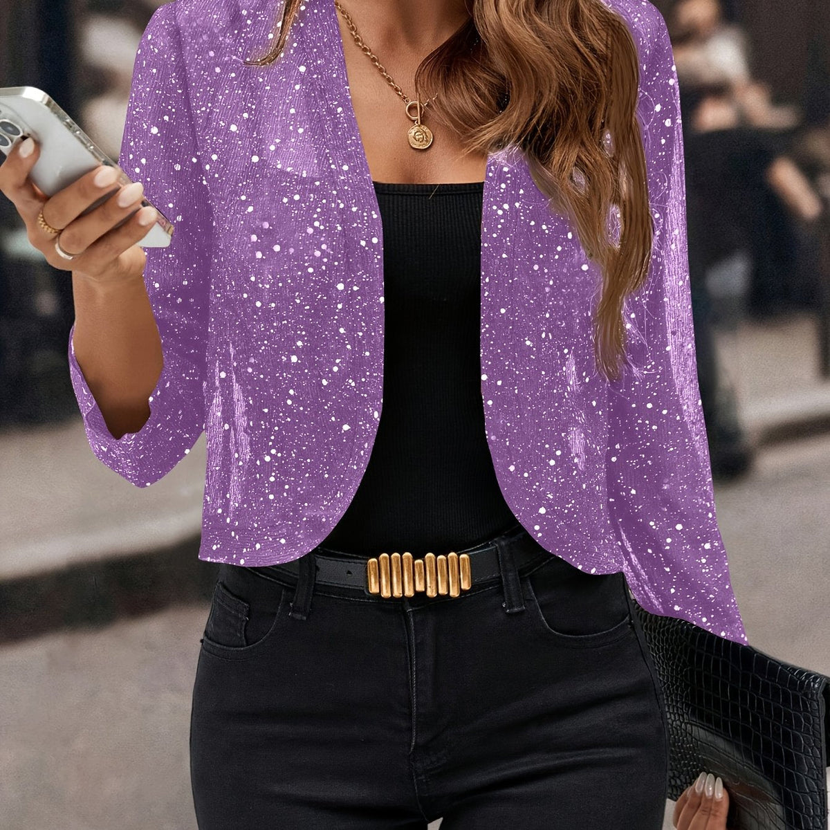 CROPPED SEQUIN JACKET FOR WOMEN