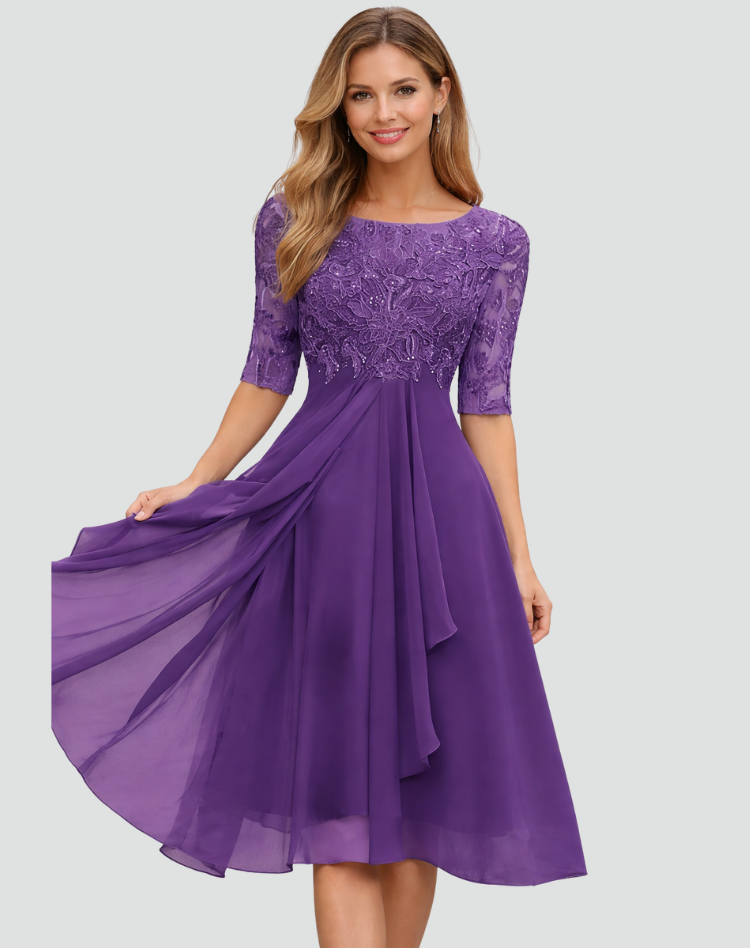 LACE TULLE MIDI DRESS FOR WOMEN