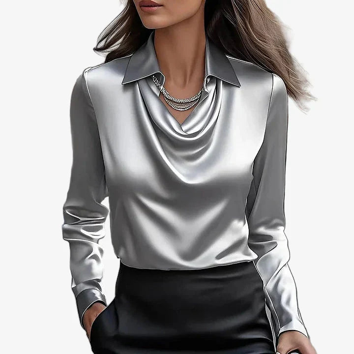 DRAPED COWL NECK BLOUSE FOR WOMEN