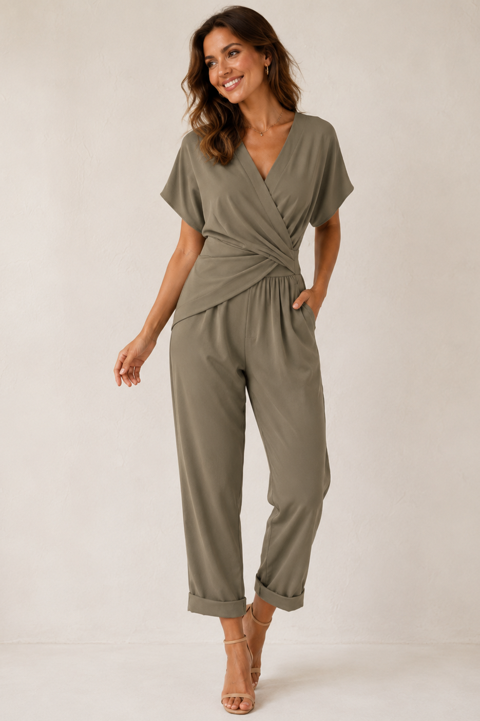 WRAP WIDE-LEG JUMPSUIT FOR WOMEN