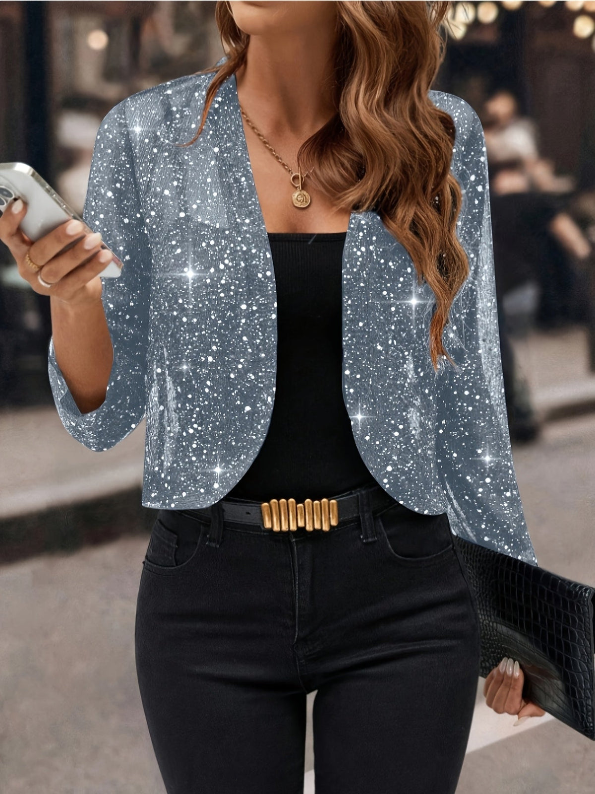 CROPPED SEQUIN JACKET FOR WOMEN