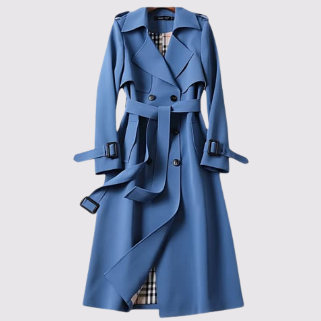 BELTED LONG TRENCH COAT FOR WOMEN