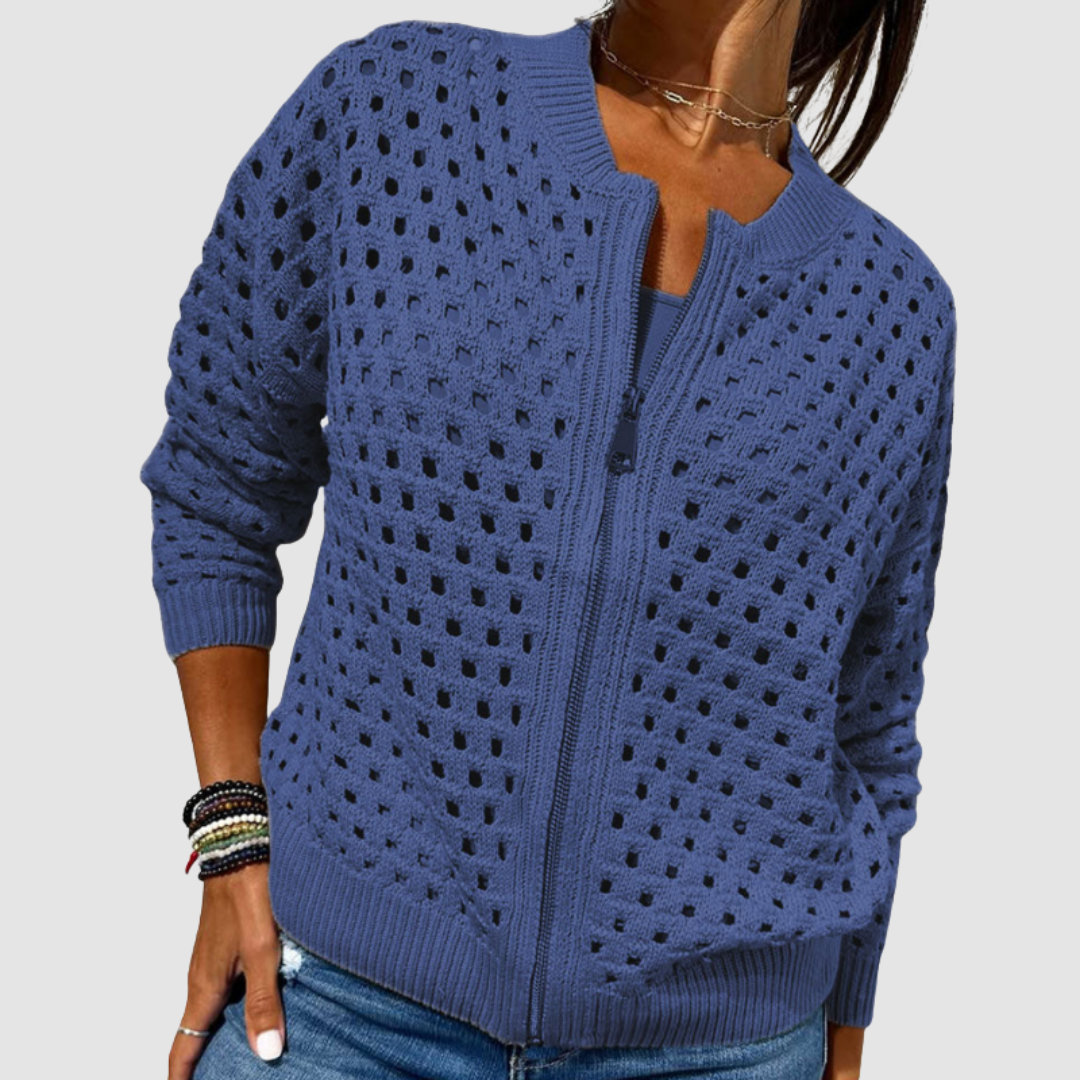 CHIC ZIP CARDIGAN FOR WOMEN