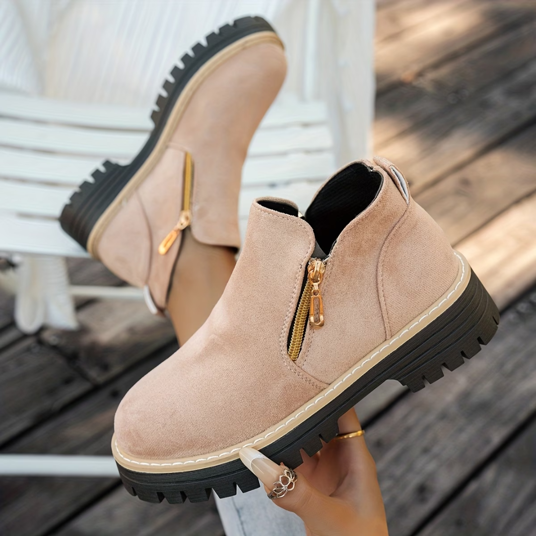 DOUBLE-ZIP ANKLE BOOTS FOR WOMEN