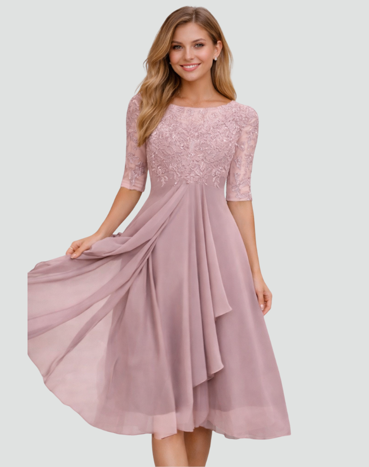 LACE TULLE MIDI DRESS FOR WOMEN