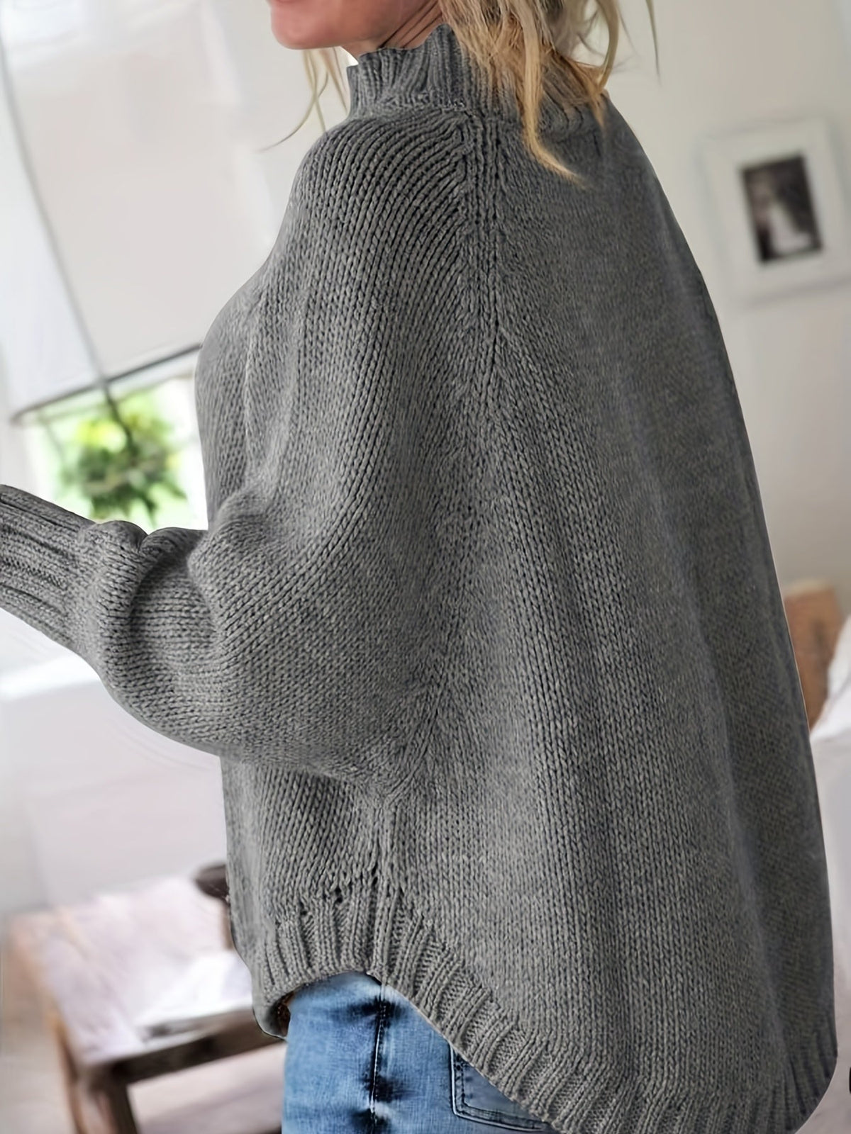 RELAXED RIBBED FLARED SWEATER FOR WOMEN