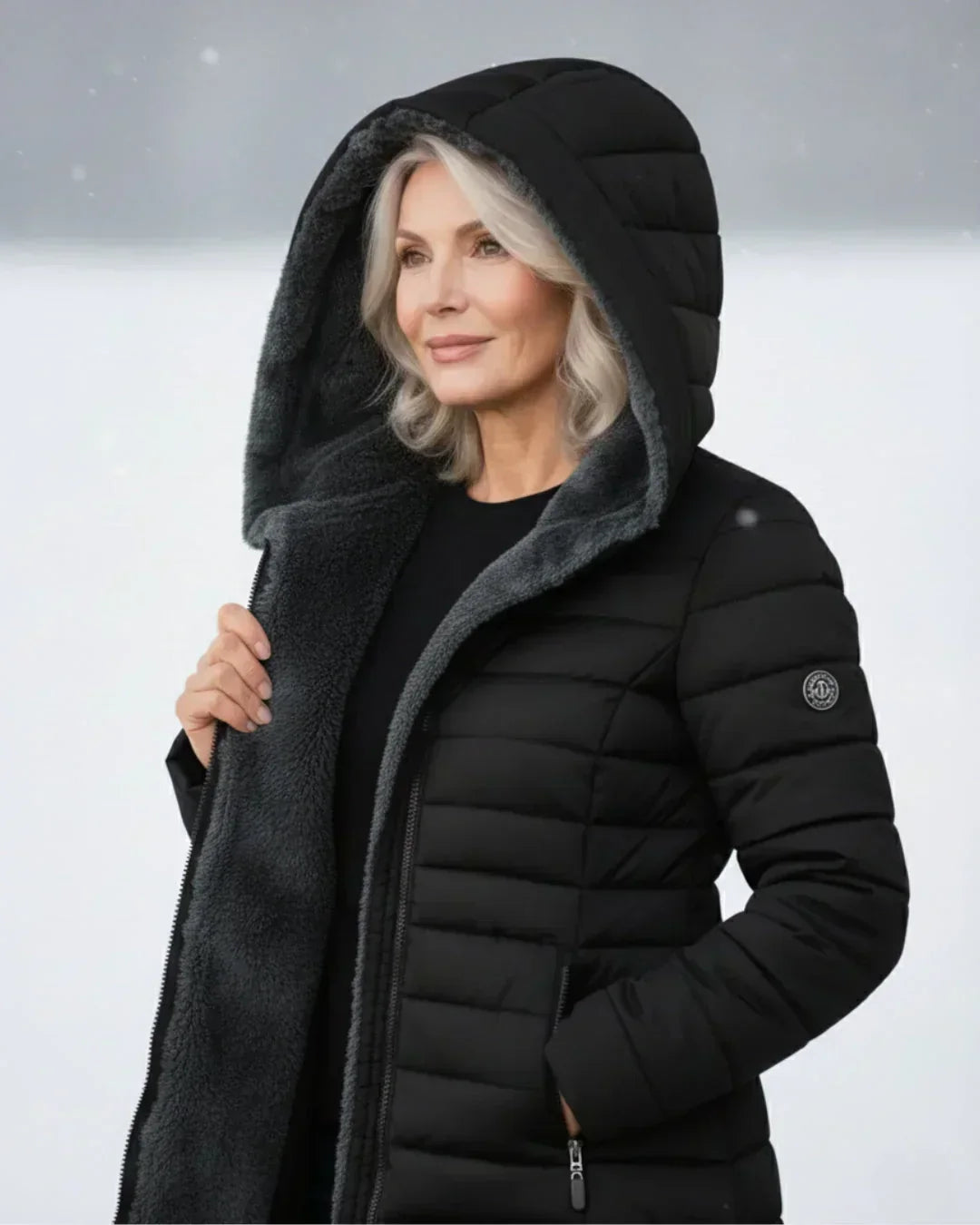 LONG A-LINE QUILTED JACKET FOR WOMEN