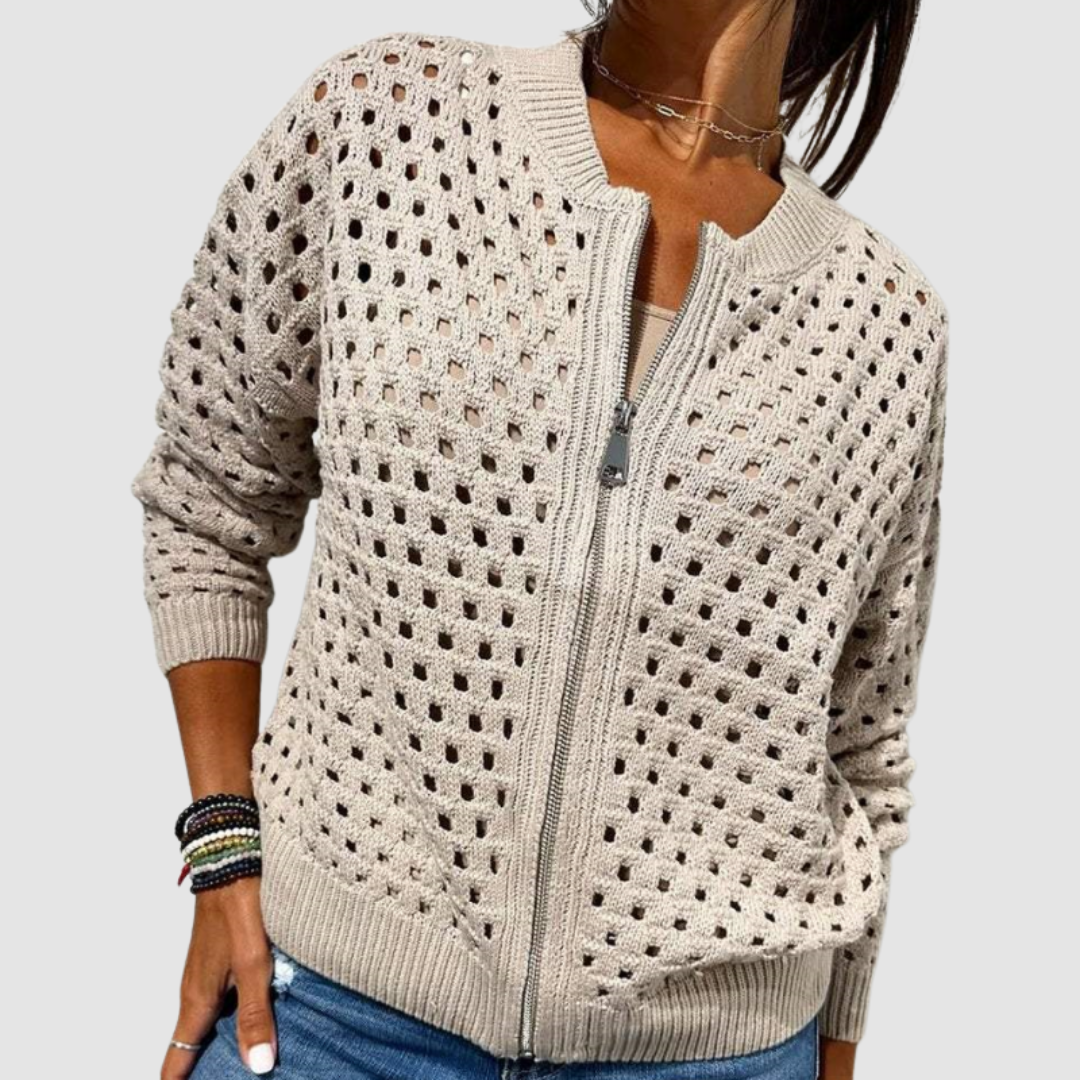 CHIC ZIP CARDIGAN FOR WOMEN