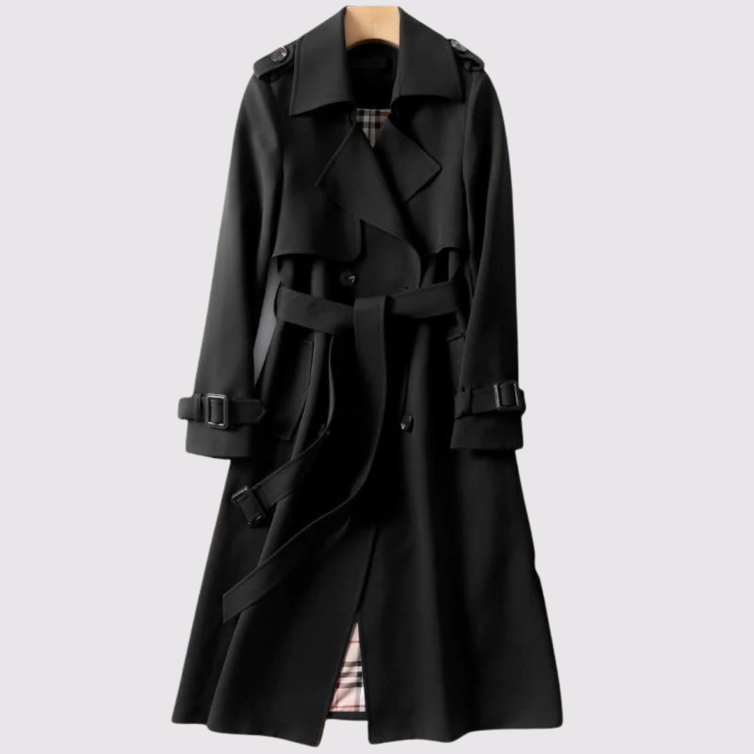 BELTED LONG TRENCH COAT FOR WOMEN