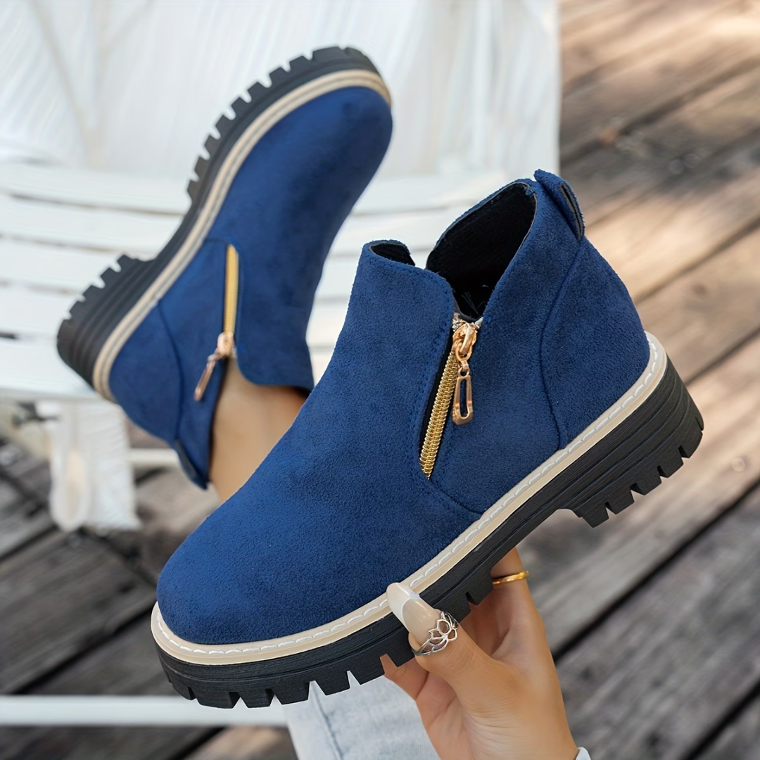 DOUBLE-ZIP ANKLE BOOTS FOR WOMEN