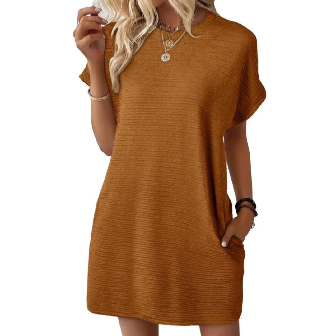 MINIMALIST ROUND NECK DRESS FOR WOMEN