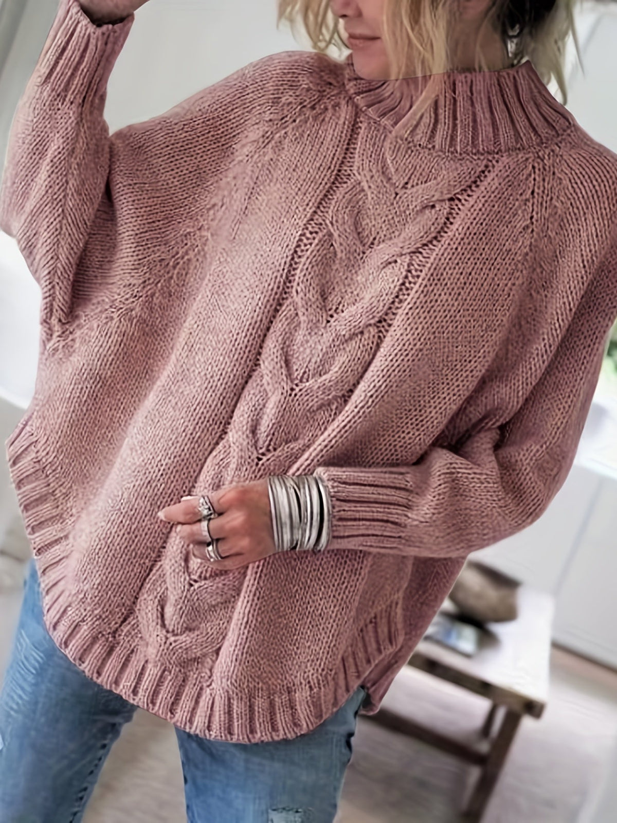 RELAXED RIBBED FLARED SWEATER FOR WOMEN