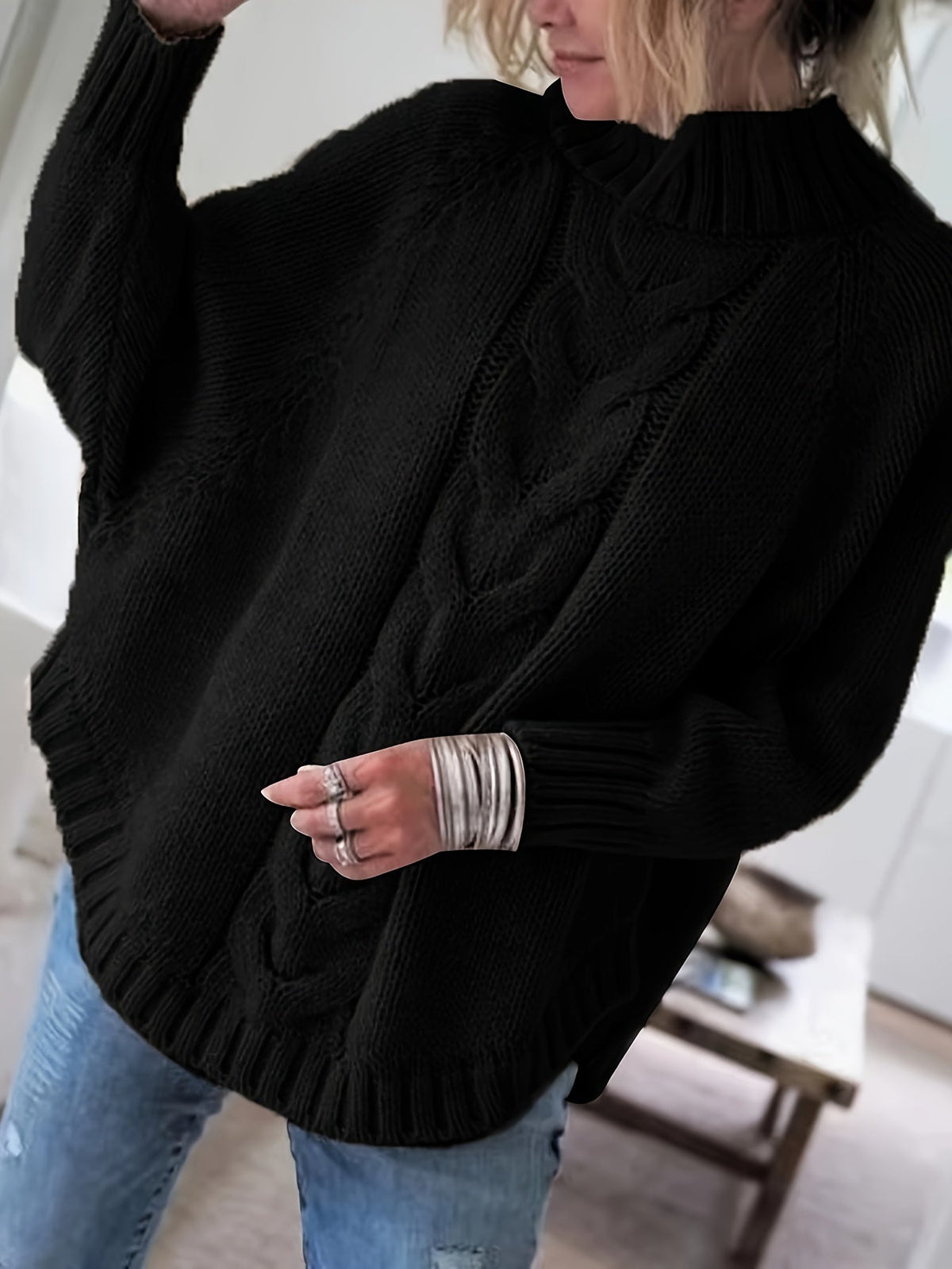 RELAXED RIBBED FLARED SWEATER FOR WOMEN