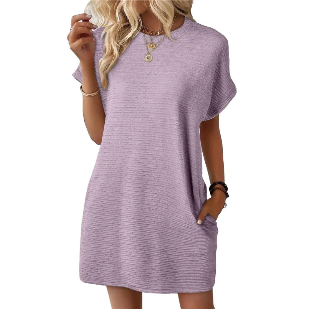 MINIMALIST ROUND NECK DRESS FOR WOMEN