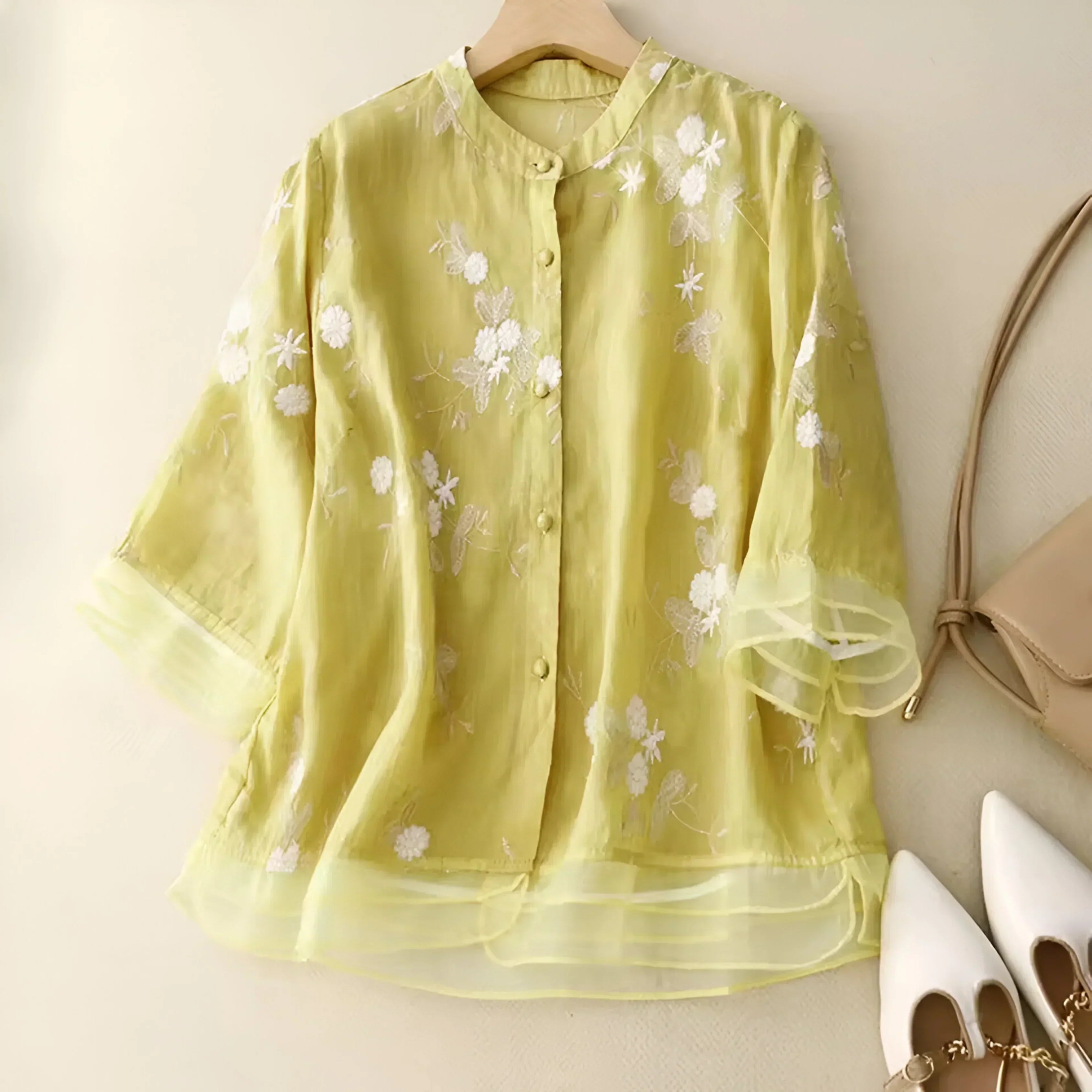 EMBROIDERED COTTON TOP FOR WOMEN