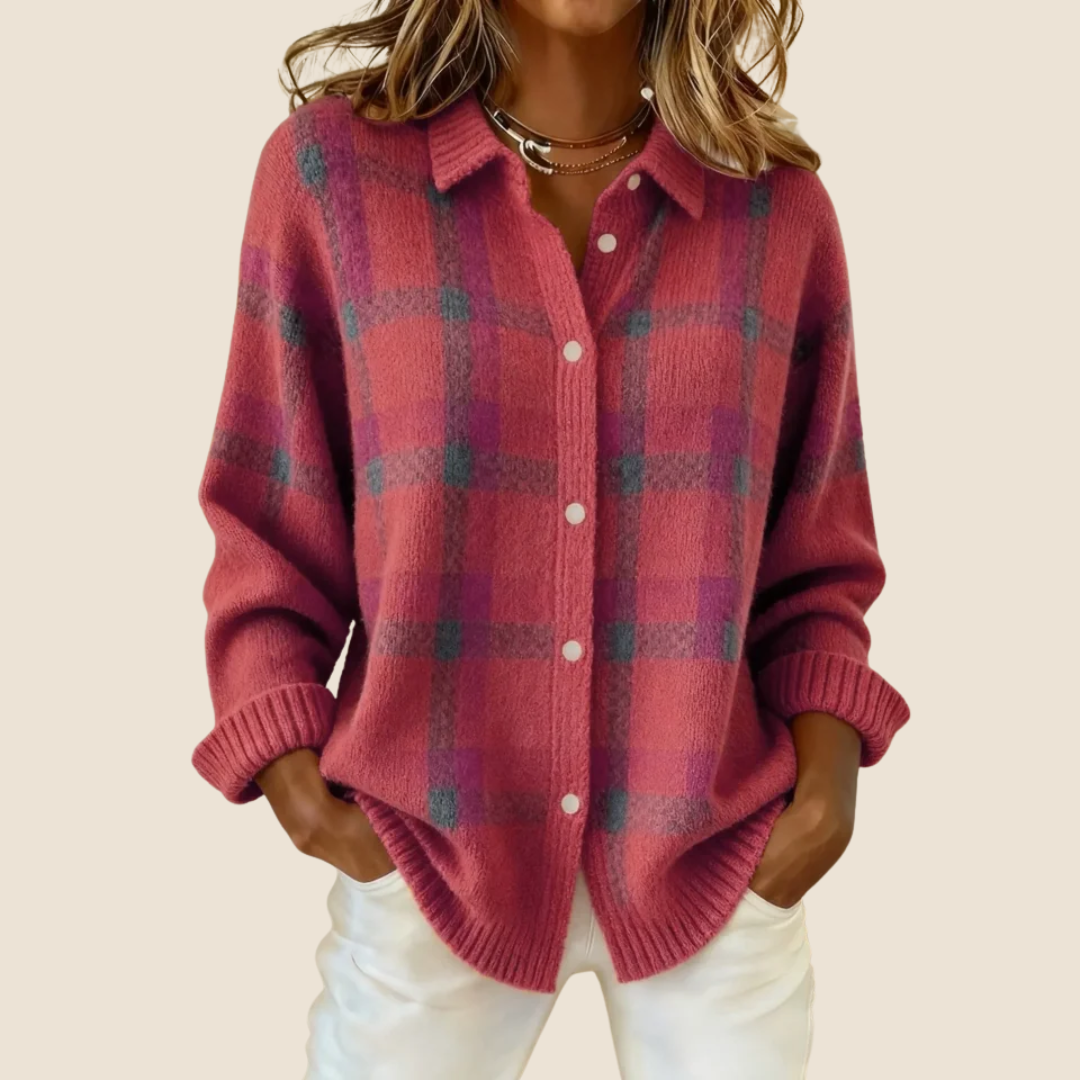 CHECKED COLLARED SWEATER FOR WOMEN