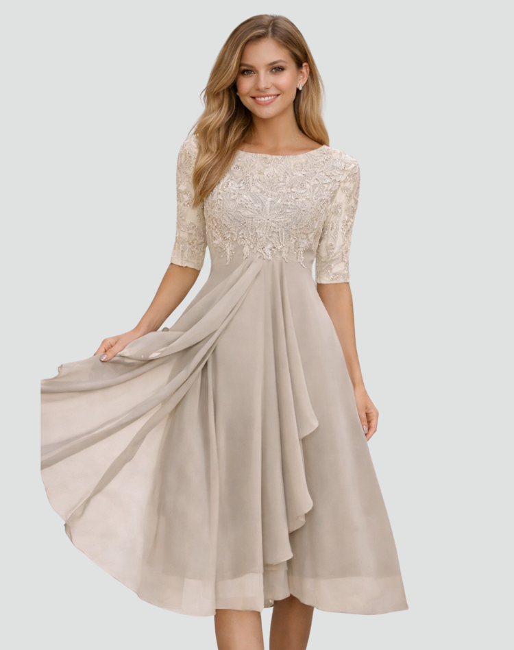 LACE TULLE MIDI DRESS FOR WOMEN