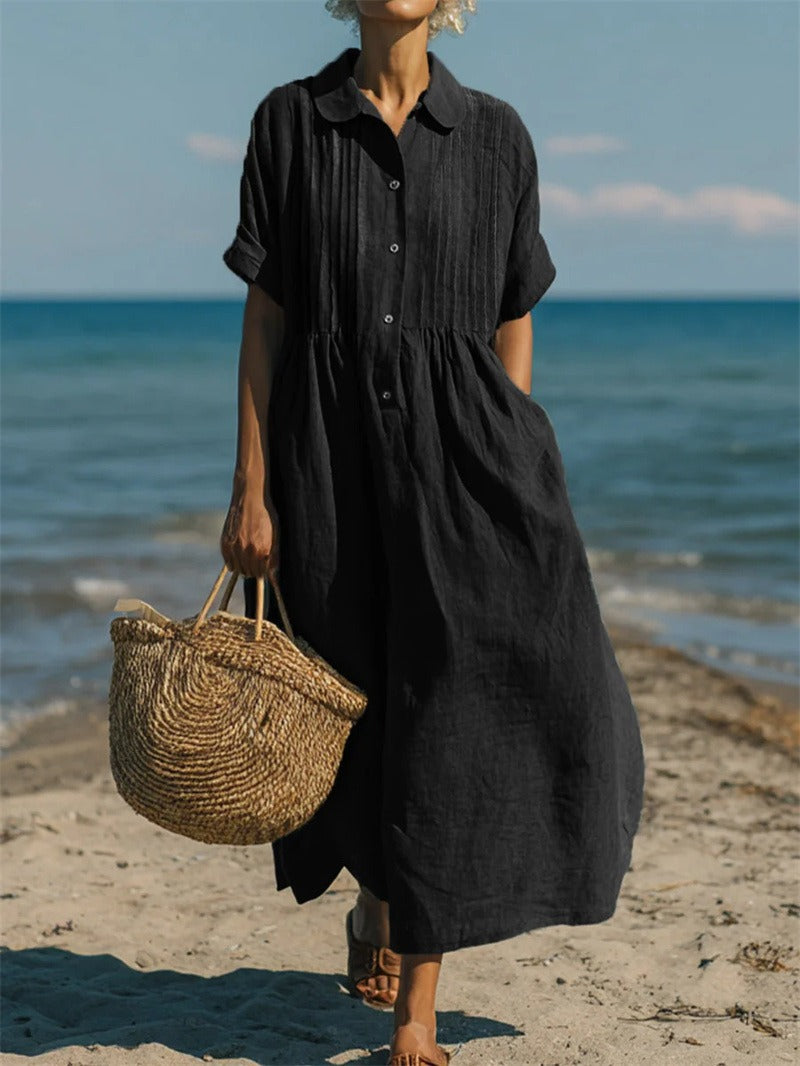 FLOWING BUTTON DRESS FOR WOMEN