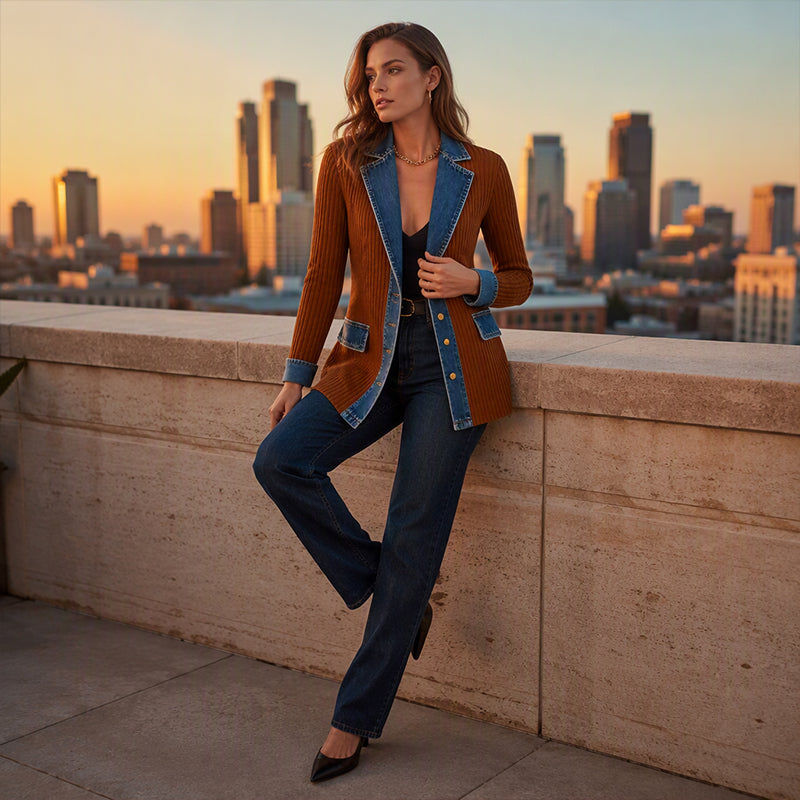 TEXTURED RIBBED COAT FOR WOMEN
