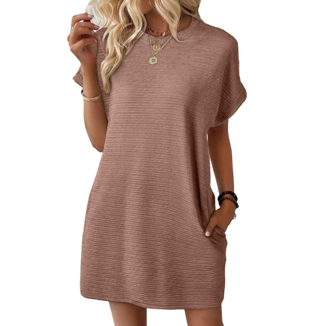 MINIMALIST ROUND NECK DRESS FOR WOMEN
