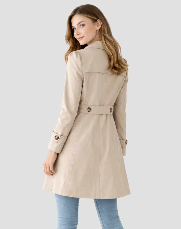 FITTED LAPEL TRENCH COAT FOR WOMEN