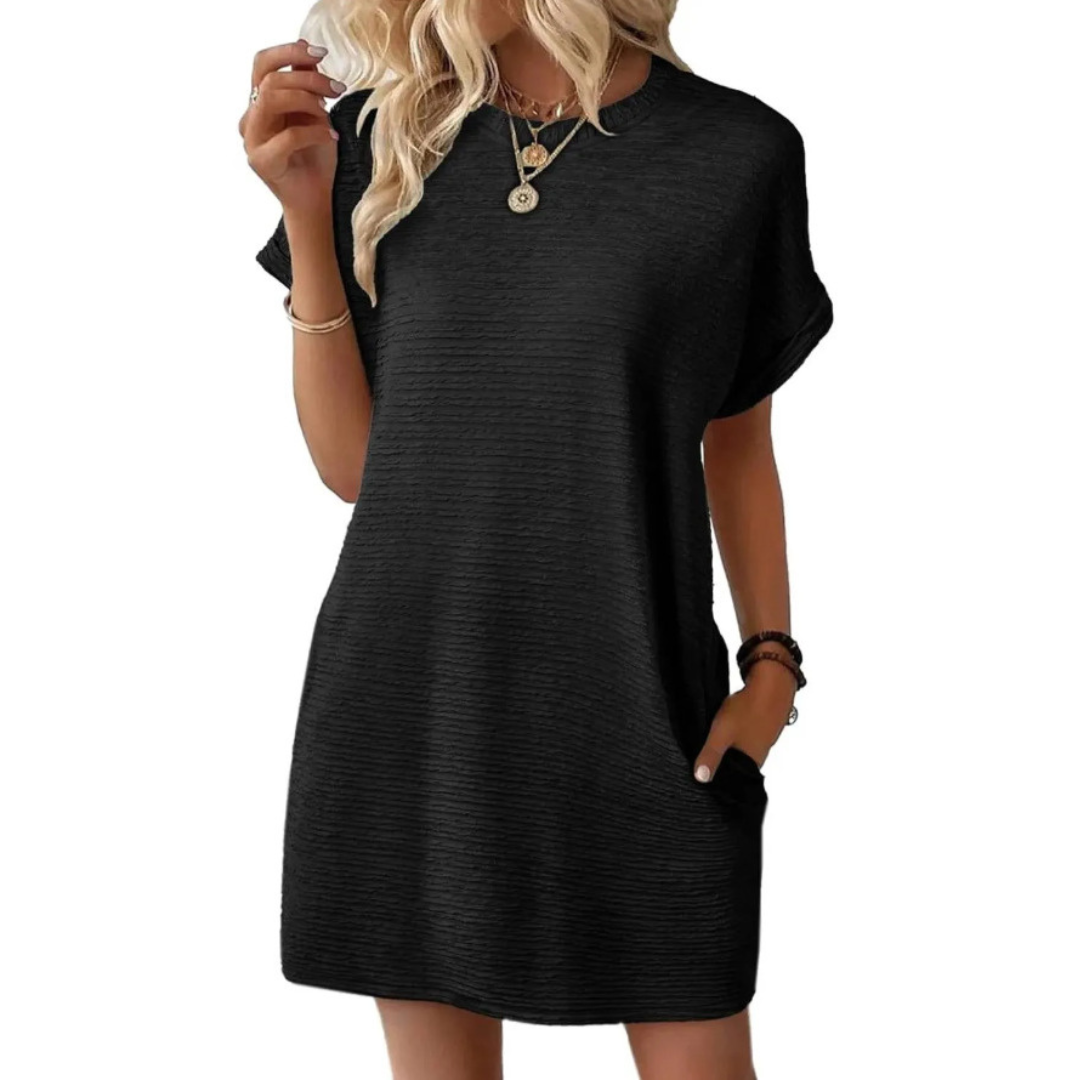 MINIMALIST ROUND NECK DRESS FOR WOMEN
