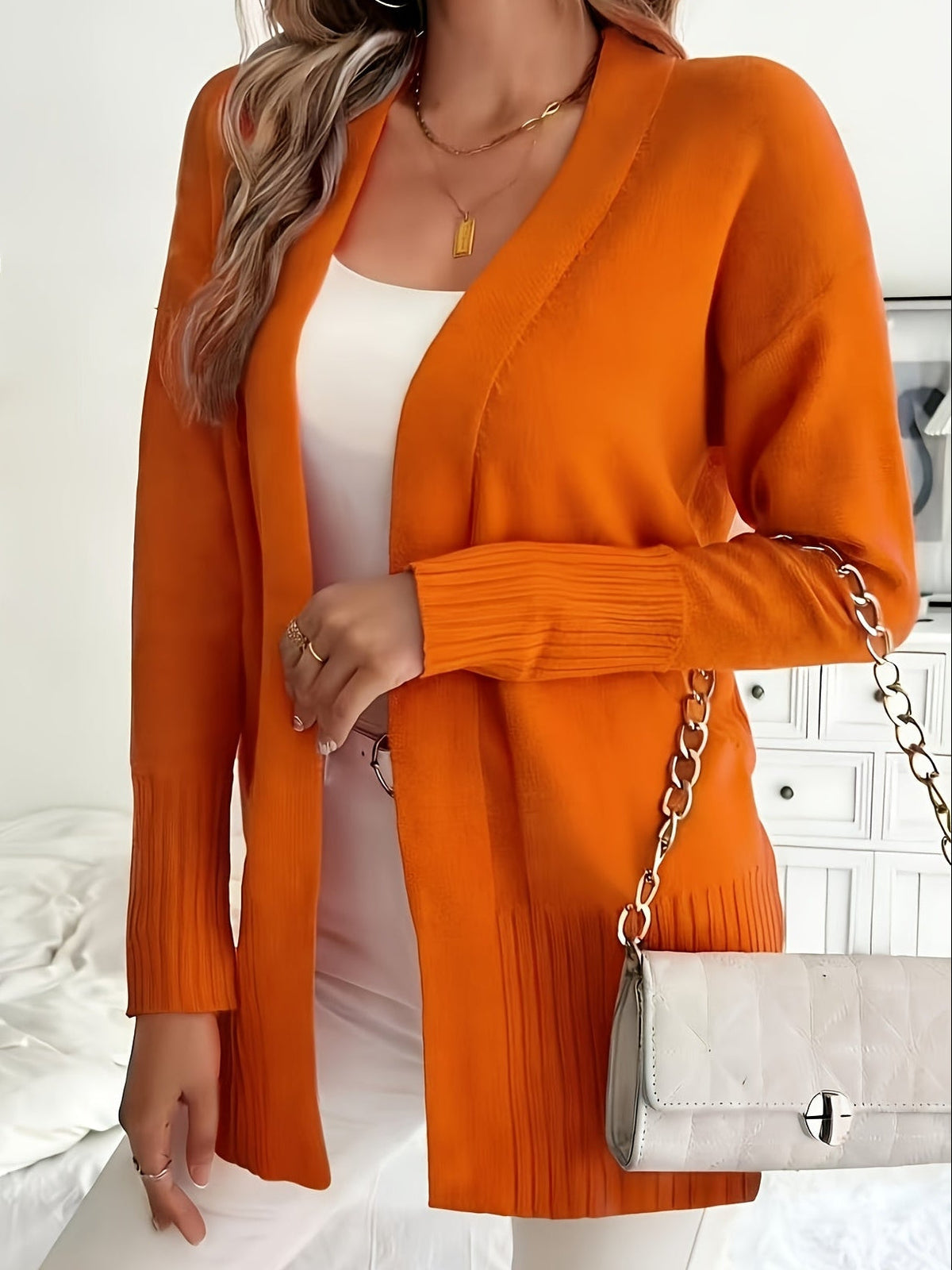 LONG V-NECK CARDIGAN FOR WOMEN