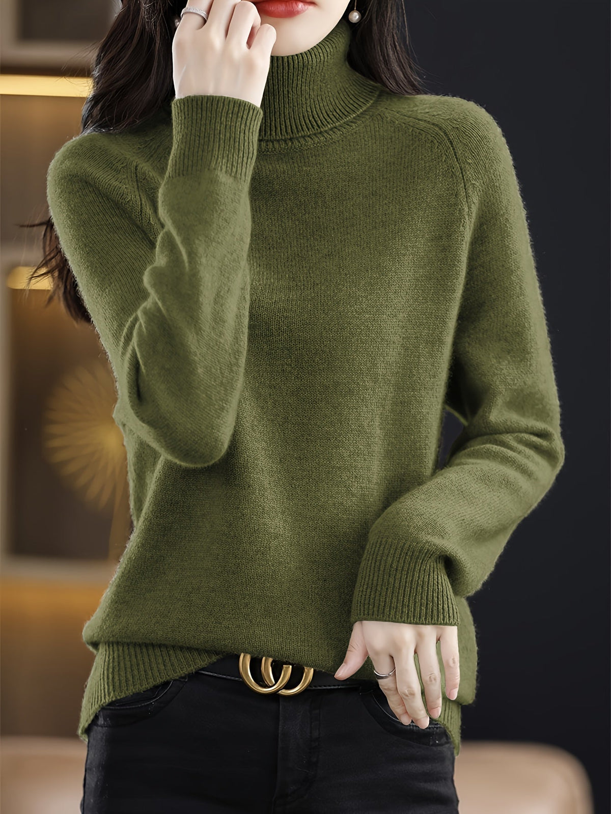 RELAXED TURTLENECK CHIC SWEATER FOR WOMEN