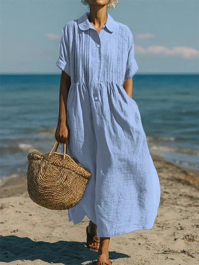 FLOWING BUTTON DRESS FOR WOMEN