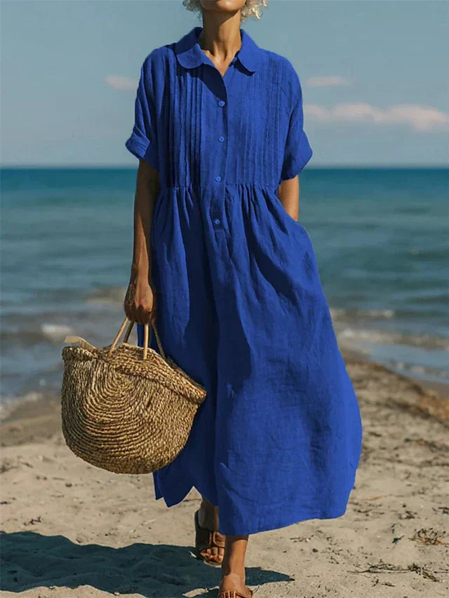 FLOWING BUTTON DRESS FOR WOMEN