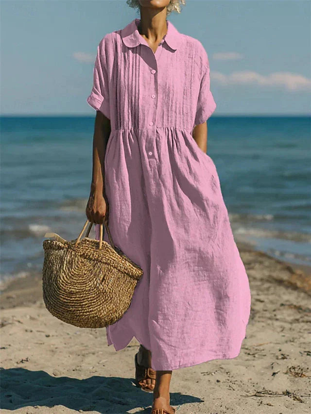 FLOWING BUTTON DRESS FOR WOMEN