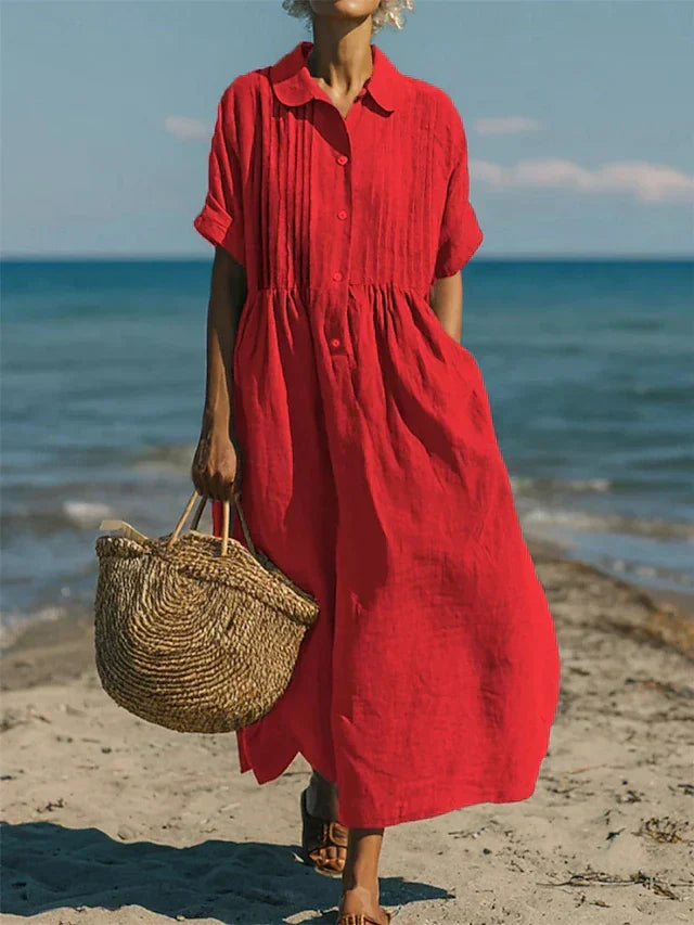 FLOWING BUTTON DRESS FOR WOMEN