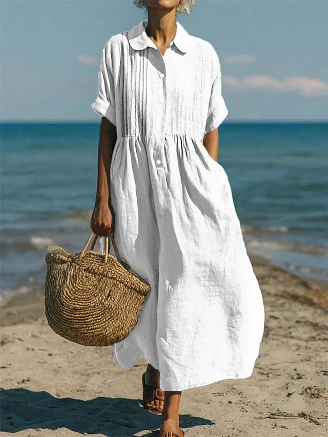FLOWING BUTTON DRESS FOR WOMEN
