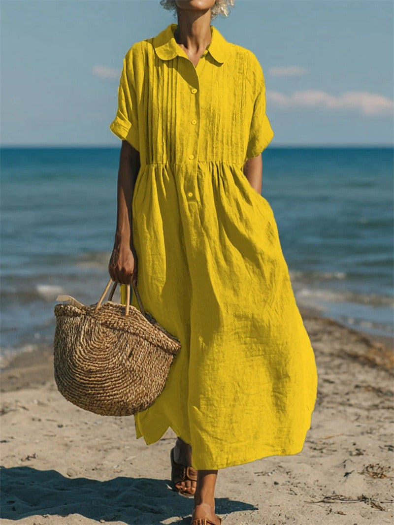 FLOWING BUTTON DRESS FOR WOMEN