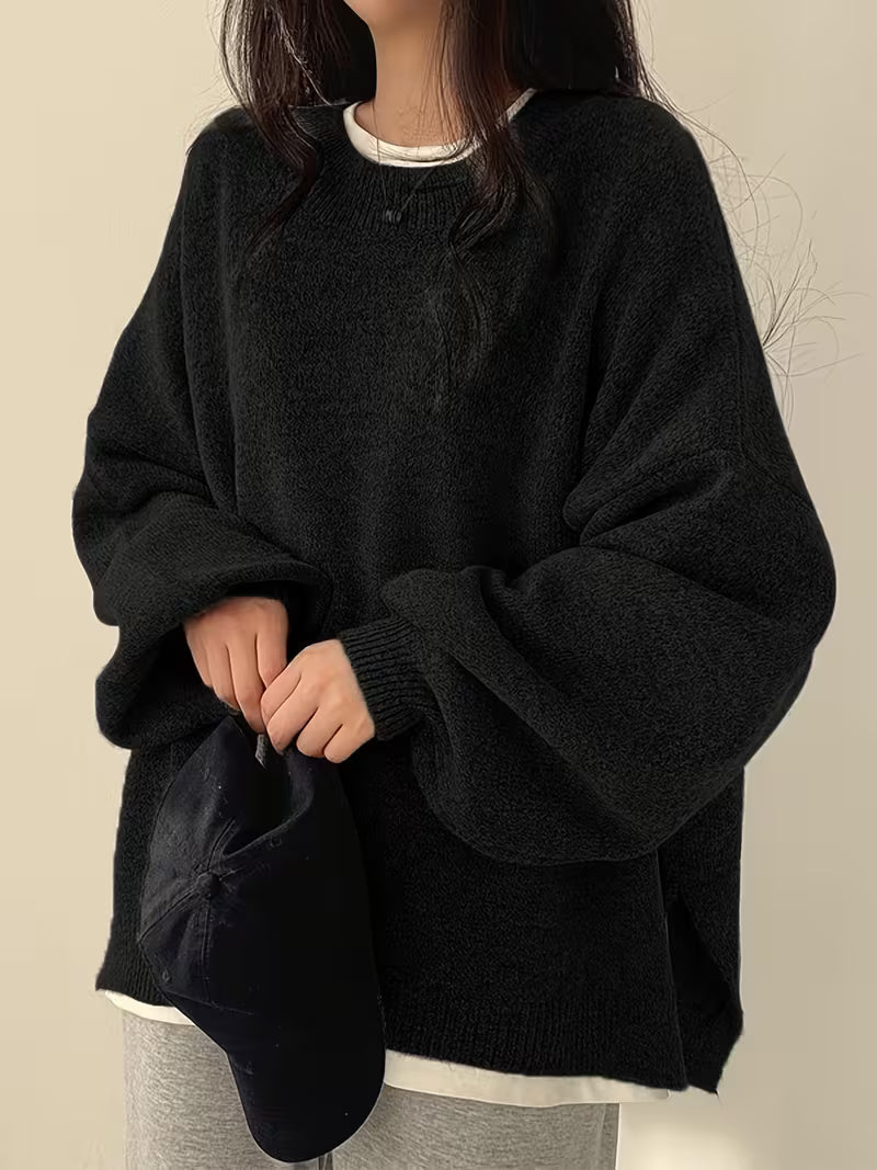 RELAXED SPLIT-HEM SWEATER FOR WOMEN