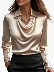 DRAPED COWL NECK BLOUSE FOR WOMEN