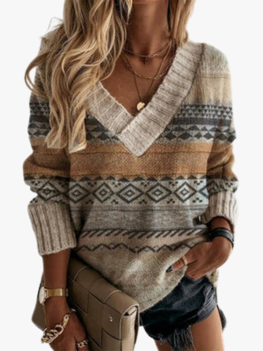 PATCHWORK KNIT SWEATER FOR WOMEN