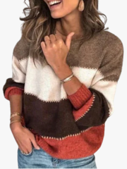 STRIPED PATCHWORK SWEATER FOR WOMEN