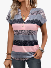 STRIPED V-NECK BLOUSE FOR WOMEN