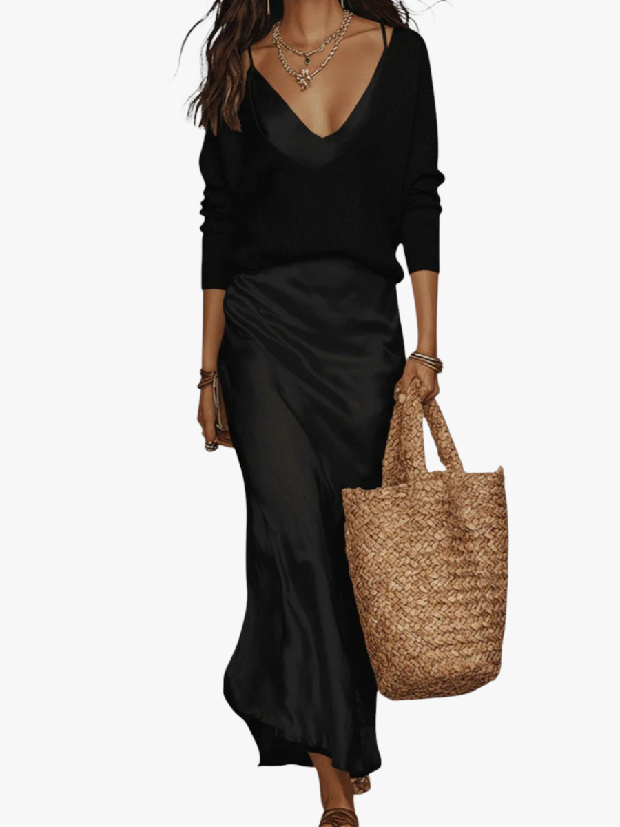 SATIN BLOUSE DRESS FOR WOMEN