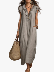 FLOWING LINEN DRESS FOR WOMEN