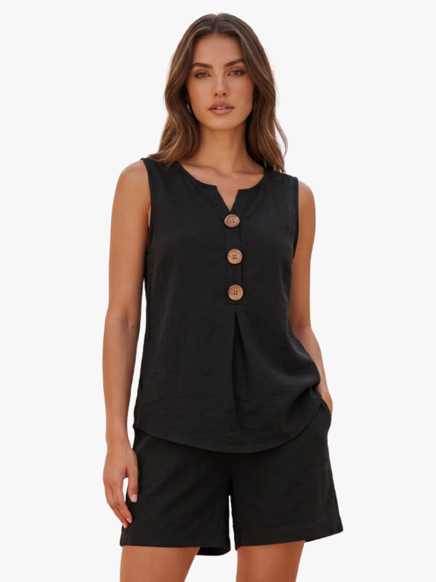 STRETCH TWO-PIECE SHORTS SET FOR WOMEN