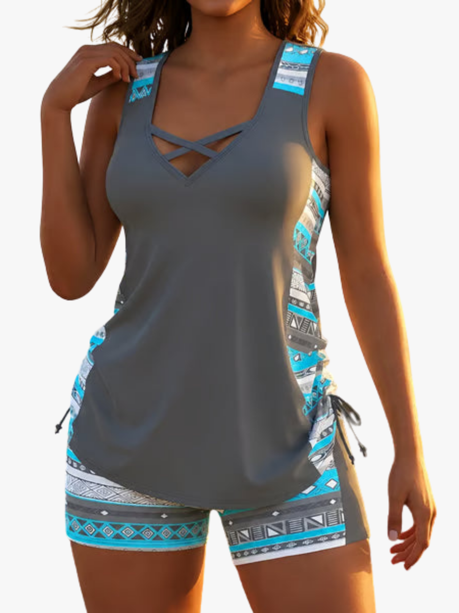 BOHO PRINT TANKINI SET FOR WOMEN