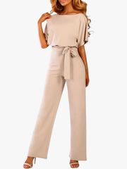 TIE-WAIST WIDE-LEG JUMPSUIT FOR WOMEN