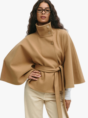 BELTED CAPE COAT FOR WOMEN