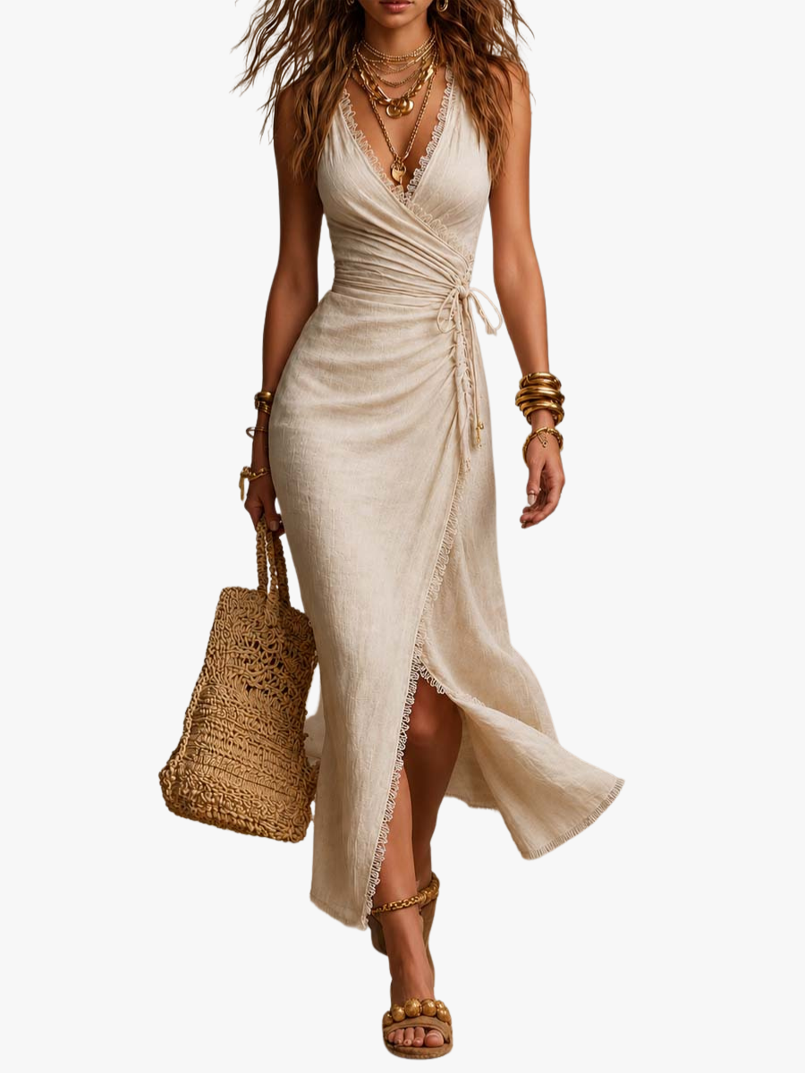 LACE-TRIM MIDI DRESS FOR WOMEN